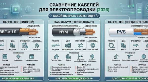 Кабель ВВГ, NYM или ПВС — какой выбрать в 2026 году?