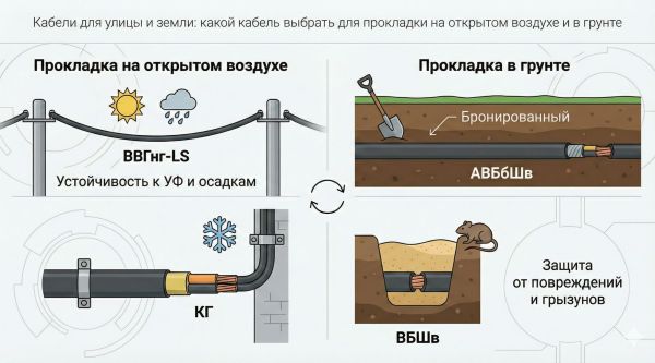 Кабели для улицы и земли: какой кабель выбрать для прокладки на открытом воздухе и в грунте